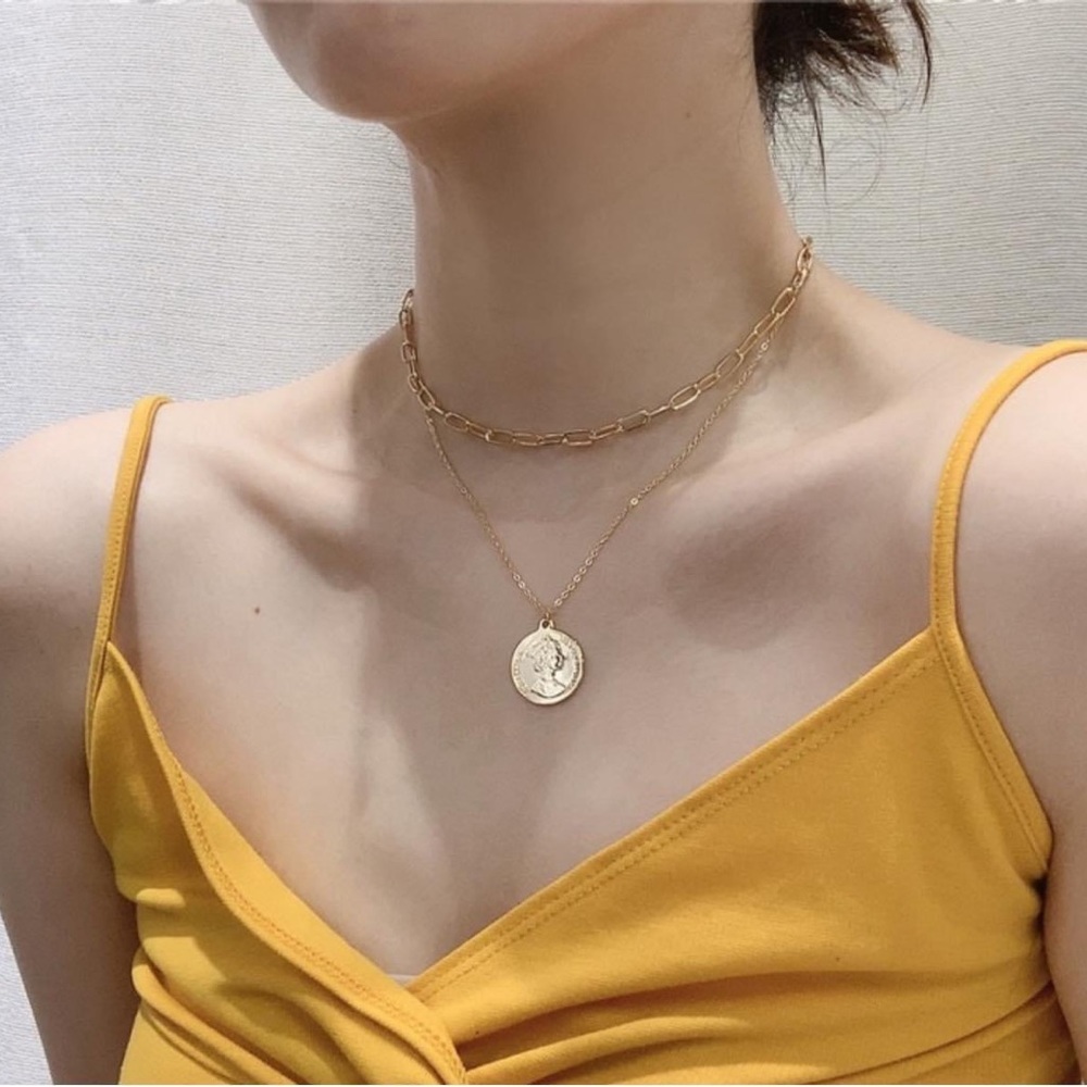Vintage Gold Pearl Necklace Layered